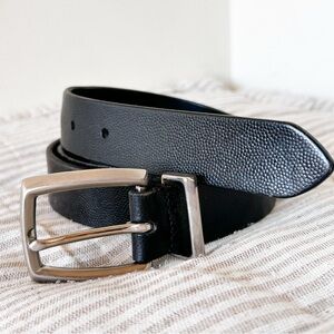 Coach Black Leather Belt with Silver Buckle
